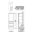 MODENA/LEON F120 1 ajtó 2 fiók FALI kiegészítő Fürdőszobaszekrény TBOSS
