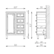 PLUSZ 60-as Alacsony 1A 4F  Fürdőszobabútor 836*600 FEHÉR TBOSS