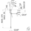 HARMONY h50 Bidé csaptelep lefolyógarnitúrával HERZ  UH00592