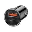 Baseus AUTÓS TÖLTŐ USB+TYPE-C ALJZAT 30W, PD GYORSTÖLTŐ 4.0 CCALL-YS01 CIRCULAR