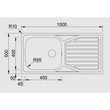 OKIO LINE 104 FLAT 1B 1D BIG 1000X500 Rozsdamentes Mosogatótálca RODI