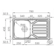 OKIO LINE 78 FLAT 1B 1D  780X435 Rozsdamentes Mosogatótálca RODI