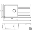 RIVA XL 1B 1D 1000x500 gránit mosogató METÁL FEKETE GRANMASTER