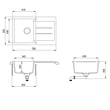 EVIDO Cubo 45S gránit mosogató, 780 x 500 mm,  antracit