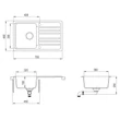 EVIDO Home 45S gránit mosogató, 765 x 460mm, antracit