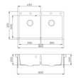 EVIDO Quadro 9 gránit mosogató, 860 x 510 mm, platina
