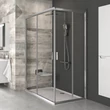 Sarok zuhanykabin egyedi méretben  BLRV2K+BLRV2K 87,5x87,5 cm, m.190 cm krómhatású+transparent