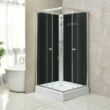 Polo Black II 80x80 cm szögletes fekete hátfalas zuhanykabin zuhanytálcával