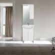 Bianca Plus 55 fürdőszoba bútor felsőszekrény, magasfényű fehér színben, jobbos nyitásirány