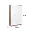 Miami gardróbszekrény 120x205 cm fehér-yorki tölgy