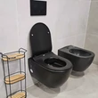 CeraStyle CITY fali WC - MATT FEKETE - BEÉPÍTETT bidé funkcióval - perem nélküli - mély öblítés
