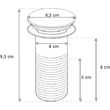 Klikk - klakk leeresztőszelep - KEREK - KRÓM - túlfolyó NÉLKÜLI modókagylóhoz 5/4"