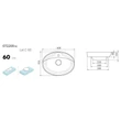 CeraStyle LAL C - PULTRA ültethető - Top Counter - porcelán mosdó - ovális - 60 x 46 cm