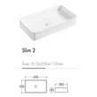 EROS SLIM 2 - PULTRA ültethető - Top Counter - porcelán mosdó - 61 x 35 x 11 cm