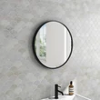 TMP IRON fürdőszobai tükör 70 cm - világítással - FEKETE keret - kerek