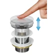 Klikk - klakk leeresztőszelep - SZÖGLETES - KRÓM - túlfolyó NÉLKÜLI modókagylóhoz 5/4"