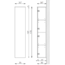 LUNA/SLIM F170 1 ajtó FALI kiegészítő Fürdőszobaszekrény TBOSS