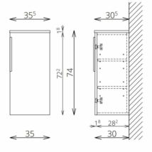 DANA F74 1 ajtó FALI kiegészítő Fürdőszobaszekrény TBOSS