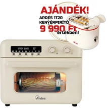 ARDES ARFRYA02W 30 literes Air Fryer forrólevegős sütő, olajsütő - forgókosárral ajándék ARDES 1T20 kenyérpirítóval ARDES ARFRYA02W 30 literes Air Fryer forrólevegős sütő, olajsütő - forgókosárral ajándék ARDES 1T20 kenyérpirítóval