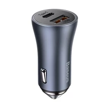 Baseus AUTÓS TÖLTŐ USB+TYPE-C ALJZAT 40W, PD GYORSTÖLTŐ 4.0, LED JELZÉS + TYPE-C KÁBEL TZCCJD-0G