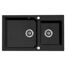 Laveo MILOS 2M 90 kétmedencés gránit szemcsés fekete mosogató helytakarékos dugókiemelős szifonnal Laveo MILOS 2M 90 kétmedencés gránit szemcsés fekete mosogató helytakarékos dugókiemelős szifonnal