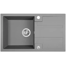 Laveo BARBADOS szürke csepptálcás mosogató dugókiemelős helytakarékos szifonnal Laveo BARBADOS szürke csepptálcás mosogató dugókiemelős helytakarékos szifonnal