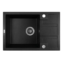 Laveo BARBADOS szemcsés fekete mini csepptálcás mosogató dugókiemelős helytakarékos szifonnal Laveo BARBADOS szemcsés fekete mini csepptálcás mosogató dugókiemelős helytakarékos szifonnal