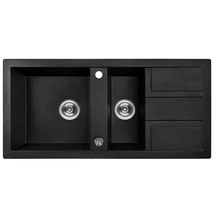 Laveo BARBADOS szemcsés fekete 1,5 medencés mosogató dugókiemelős helytakarékos szifonnal Laveo BARBADOS szemcsés fekete 1,5 medencés mosogató dugókiemelős helytakarékos szifonnal