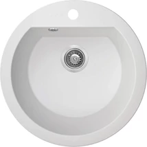 Laveo DAFNE egykör fehér mosogató csaplyukkal, helytakarékos szifonnal