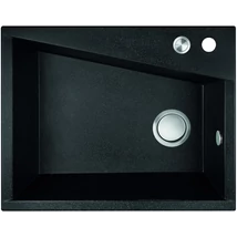 Laveo GRENADA csaplyukas szemcsés fekete mosogató automata dugókiemelős, helytakarékos szifonnal Laveo GRENADA csaplyukas szemcsés fekete mosogató automata dugókiemelős, helytakarékos szifonnal