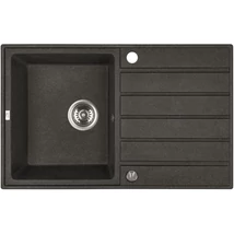 Laveo MARGARITA csepptálcás szemcsés fekete mosogató automata dugókiemelős, helytakarékos szifonnal