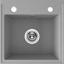 Laveo RINA egymedencés szürke mosogató csaplyukkal, automata dugókiemelős, helytakarékos szifonnal Laveo RINA egymedencés szürke mosogató csaplyukkal, automata dugókiemelős, helytakarékos szifonnal