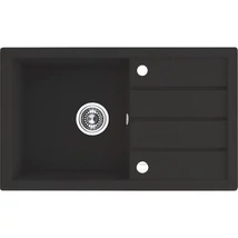 Laveo RINA csepptálcás szemcsés fekete mosogató, automata dugókiemelős, helytakarékos szifonnal Laveo RINA csepptálcás szemcsés fekete mosogató, automata dugókiemelős, helytakarékos szifonnal