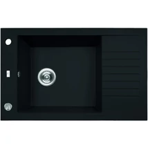 Laveo PIONIER minicsepptálcás matt fekete mosogató automata dugókiemelős, helytakarékos szifonnal Laveo PIONIER minicsepptálcás matt fekete mosogató automata dugókiemelős, helytakarékos szifonnal