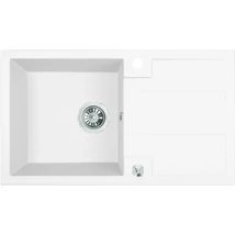 Laveo BARBADOS fehér csepptálcás mosogató dugókiemelős helytakarékos szifonnal