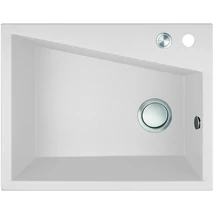 Laveo GRENADA csaplyukas fehér mosogató automata dugókiemelős, helytakarékos szifonnal Laveo GRENADA csaplyukas fehér mosogató automata dugókiemelős, helytakarékos szifonnal