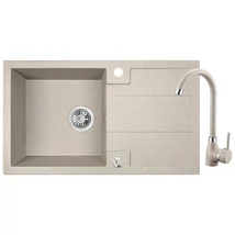 Laveo BARBADOS csepptálcás bézs szett álló csappal dugókiemelős helytakarékos szifonnal Laveo BARBADOS csepptálcás bézs szett álló csappal dugókiemelős helytakarékos szifonnal