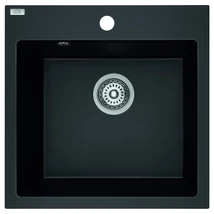 Laveo ALENA matt fekete egymedencés mosogató helytakarékos szifonnal Laveo ALENA matt fekete egymedencés mosogató helytakarékos szifonnal