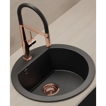 Laveo DAFNE egykör matt fekete mosogató csaplyukkal, helytakarékos szifonnal Laveo DAFNE egykör matt fekete mosogató csaplyukkal, helytakarékos szifonnal