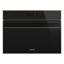 SMEG KOMBINÁLT KOMPAKT GŐZPÁROLÓ-SÜTŐ,DSN ,16 funkció,5 gőzfunkció,TFT kijelző,fekete üveg réz díszítéssel