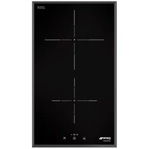 SMEG DOMINO INDUKCIÓS FŐZŐLAP, Universal design, 30 cm, 2 főzőzóna, lekerekített él, fekete üveg