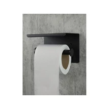 Round wc papír tartó polccal, fekete Round wc papír tartó polccal, fekete