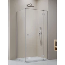 Essenza Brushed Nickel ï»¿KDJ szÃ¶gletes ï»¿szÃ¡lcsiszolt krÃ³m zuhanykabin 80x80 Ã¡tlÃ¡tszÃ³ jobbos