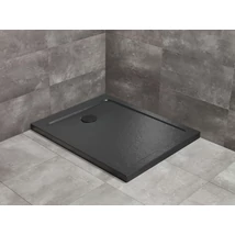 Doros Stone F szögletes lapos fekete zuhanytálca 140x80 fekete, ajándék szifonnal