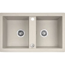 Laveo BARBADOS bézs kétmedencés mosogató dugókiemelős helytakarékos szifonnal Laveo BARBADOS bézs kétmedencés mosogató dugókiemelős helytakarékos szifonnal