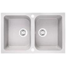 Laveo CELIA fehér kétmedencés mosogató dugókiemelős helytakarékos szifonnal