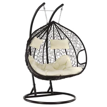 Függő dupla fotel, barna/bézs, DALVEA 2 NEW