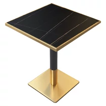 Bisztró asztal étkezőbe, fekete márvány/fekete/arany, 70x70 cm, PRESTON