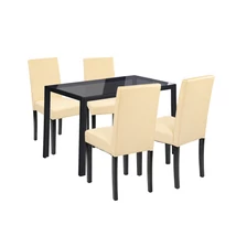 Karen 4+1 étkező garnitúra fekete-bézs Karen 4+1 étkező garnitúra fekete-bézs