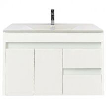 Luna 80 alsó fürdőszoba bútor mosdóval, tükörfényes fehér színben